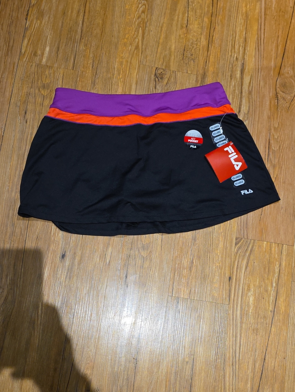 FILA Women's Black Skort with Purple & Orange Waistband